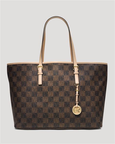 michael kors jet set checkerboard large tote|Michael Kors large travel bag.